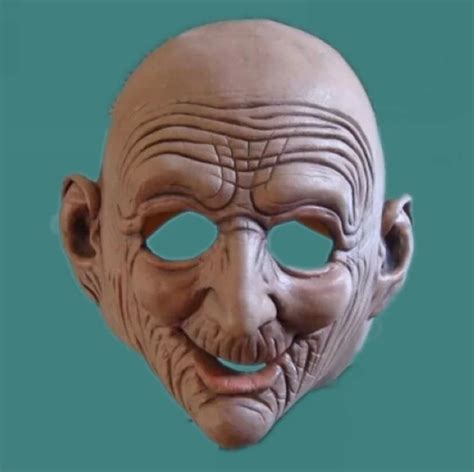Realistic Old Man Rubber Latex Mask Bald Wrinkled Adult Halloween Face