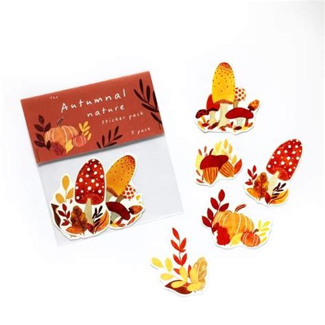Autumn Sticker Pack Leaf Vinyl Stickers Pack Of 5 Stickers Etsy