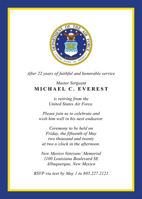 Us Military Retirement Invitation Created By V
