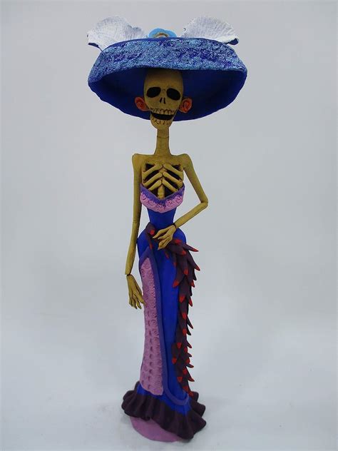 Fancy Catrina With Shawl Stole Mexican Folk Art Day Of The