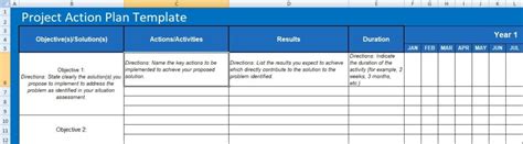 Project Management Action Plan Template Excelonist