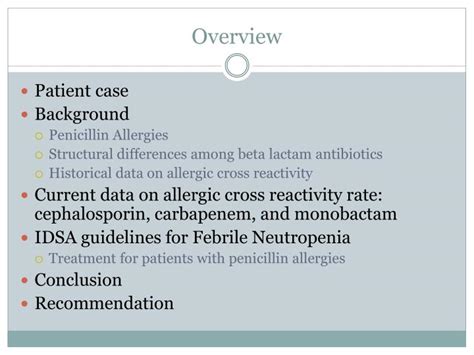 Ppt Allergic Cross Reactivity Among Lactam Antibiotics In Patients