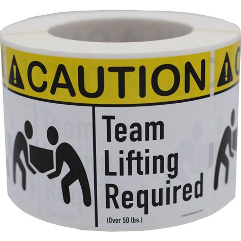 Caution Team Lifting Required Warning Labels Instock Labels