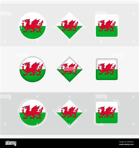 Wales Flag Icons Set Vector Flag Of Wales Three Versions Of Icon