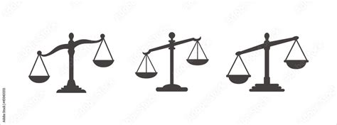 Scale Of Justice Icon Vector Set Leaning On One Side Scale Of Justice