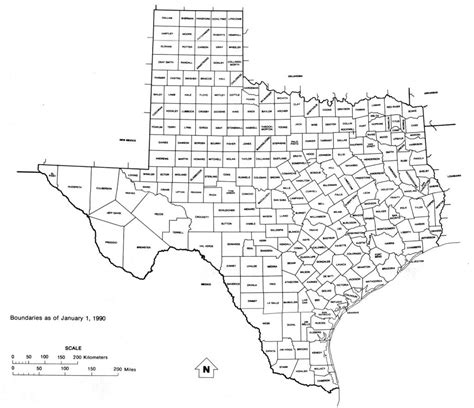 Texas State Map With Counties Outline And Location Of Each County In