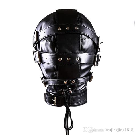 leather bdsm bondage mask sm totally enclosed head hood restraint gear adult sex game sex toys
