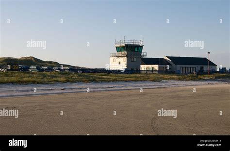 Barra Airport On The Isle Of Barra Outer Hebrides Scotland Stock