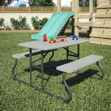 Cosco 225 In Gray Resin Rectangle Folding Picnic Table In The Picnic Tables Department At