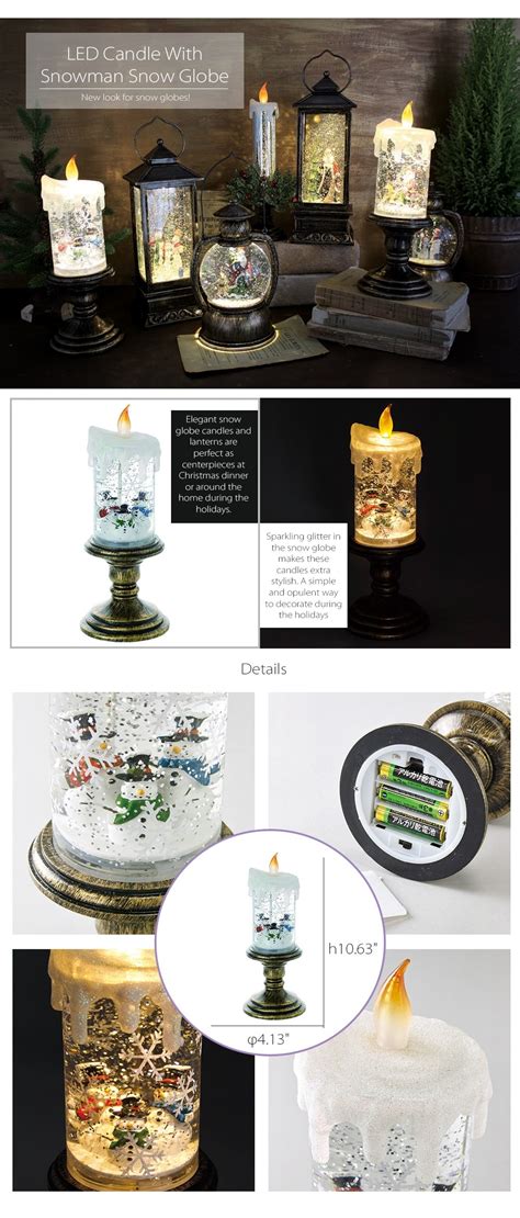 Led Candle With Snowman Snow Globe Apollobox