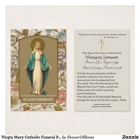 Look with pity on the suffering of this family in their loss. Virgin Mary Catholic Funeral Prayer Holy Card | Zazzle.com ...
