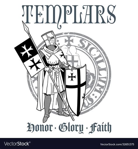 Knightly Design Knight Templar In Armor With A Vector Image