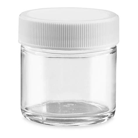 Clear Straight Sided Glass Jars 1 Oz White Plastic Cap S 17073p W