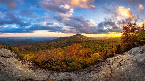 Scenic Autumn Sunset Blue Ridge Mountains North Carolina Stock Photo