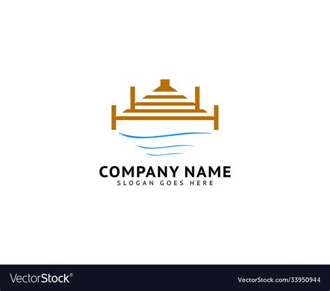 Beach Pier Dock Logo Design Royalty Free Vector Image