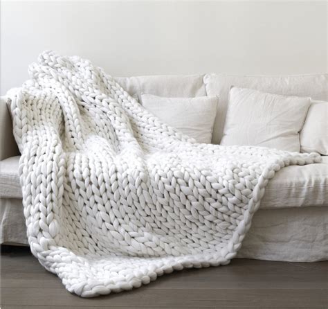 White Chunky Knit Blanket Knitted Blanket Chunky Blanket Knit Throw