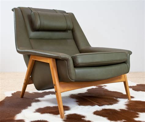 Scandinavian Modern Chair By Folke Ohlssen In Olive Green Leather
