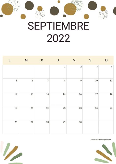 Calendario Septiembre 2022 Para Imprimir Gratis ️ Una Casita De Papel