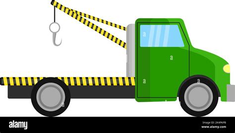 Green Tow Truck Illustration Vector On A White Background Stock