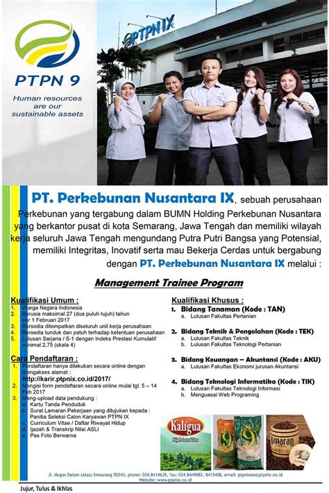 Lowongankerja15.com, lowongan kerja terbaru pt softex indonesia tingkat d3 s1 november 2020. Lowongan Kerja PT Perkebunan Nusantara IX Tahun 2017 ...