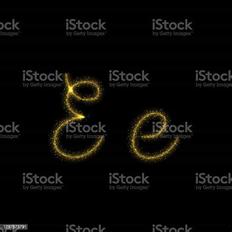 Gold Glitter Letter E Star Sparkle Trail Font Stock Illustration