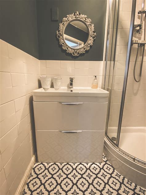Add some simple floating shelves. Affordable bathroom upgrade | Inchyra blue farrow ...