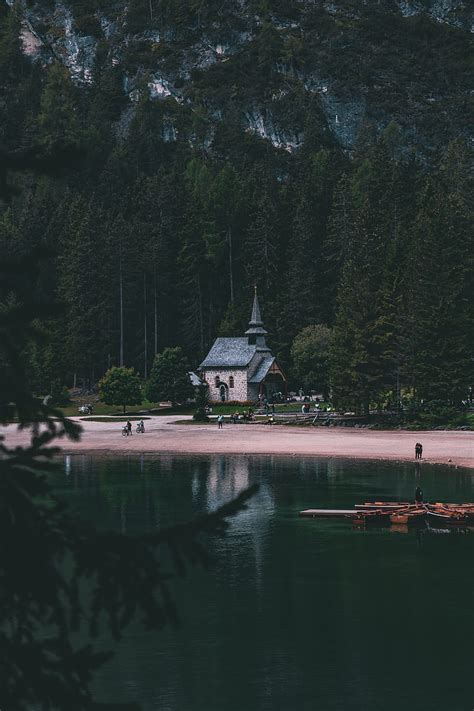 Building Lake Trees Shore Nature Hd Phone Wallpaper Peakpx