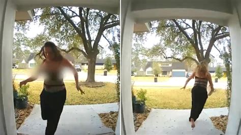 Topless Woman Caught On Camera Stealing Package From Strangers