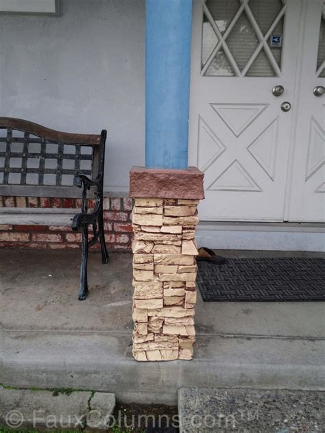How to wrap front porch posts to instantly boost your curb appeal. How to Install a Stacked Stone Column Wrap - Barron Designs