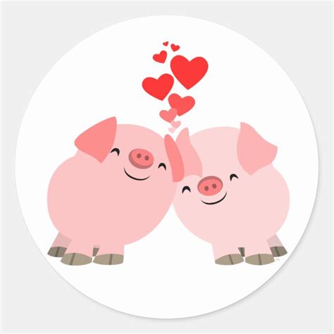 Cute Cartoon Pigs In Love Sticker Zazzle