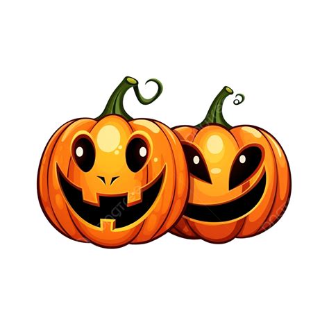Two Halloween Pumpkins With Faces Doodles Halloween Illustration