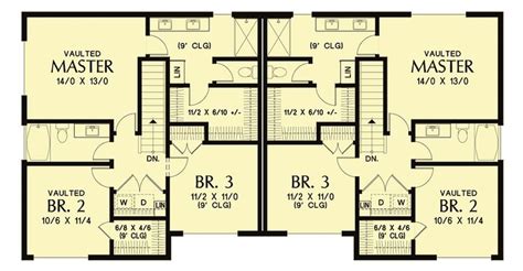 Plan 69694am Modern Duplex House Plan With Symmetrical 3 Bed Units In