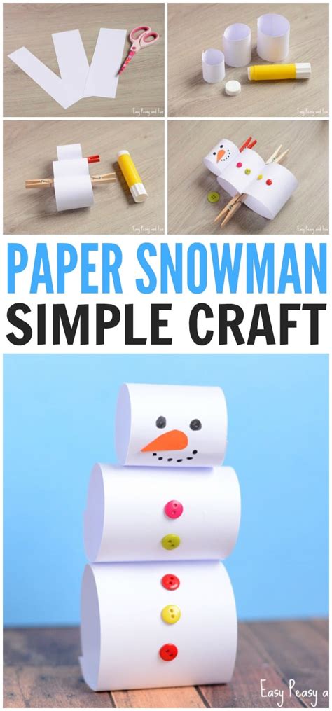 Start by rolling three balls of snow in three different sizes, then stack them on. Simple Paper Snowman Craft - Easy Peasy and Fun