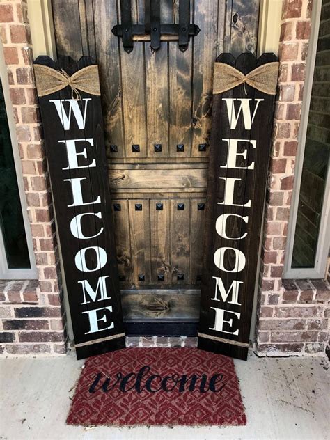 Farmhouse Rustic Wood Welcome Sign Vertical Wooden Welcome Etsy