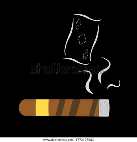 Smoldering Cigar On Black Background Ace Stock Vector Royalty Free