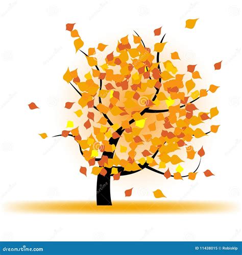 Autumn Tree With Falling Leaves Royalty Free Stock Photo Image 11438015
