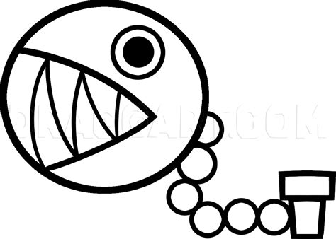 How to Draw Chain Chomp, Coloring Page, Trace Drawing