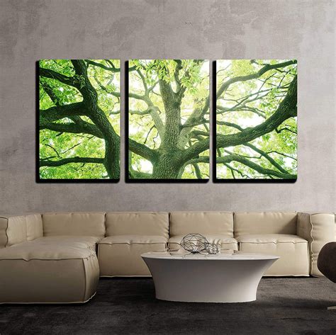 Wall26 3 Piece Canvas Wall Art Big Tree In A Forest Fresh Green And