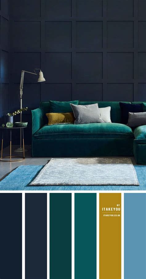 Dark Blue And Emerald Living Room Living Room Color Schemes Color
