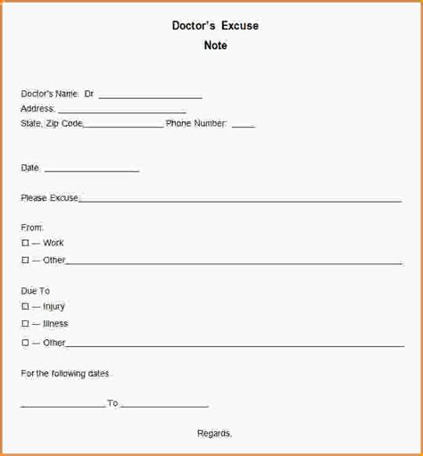 Doctors Excuse Form Printable Printable Forms Free Online