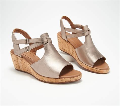 Clarks Unstructured Leather Wedge Sandals Un Plaza Way —