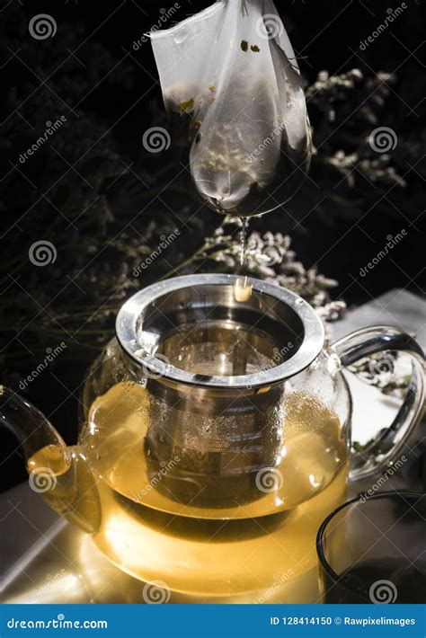 Herbal Tea In A Glass Teapot Stock Photo Image Of Natural Close