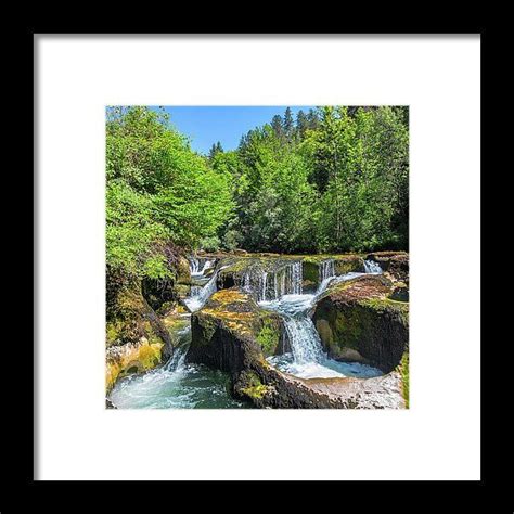 Rock Erosion From Waterhole With Waterfall In Middle Of Forest Framed