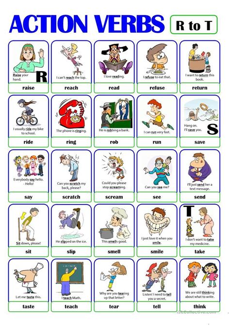 Free Printable Worksheets On Action Verbs Learning How To Read