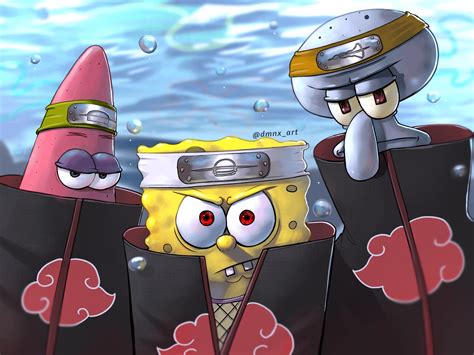 Spongebob Trio As Akatsuki Fanart By Me Rspongebob