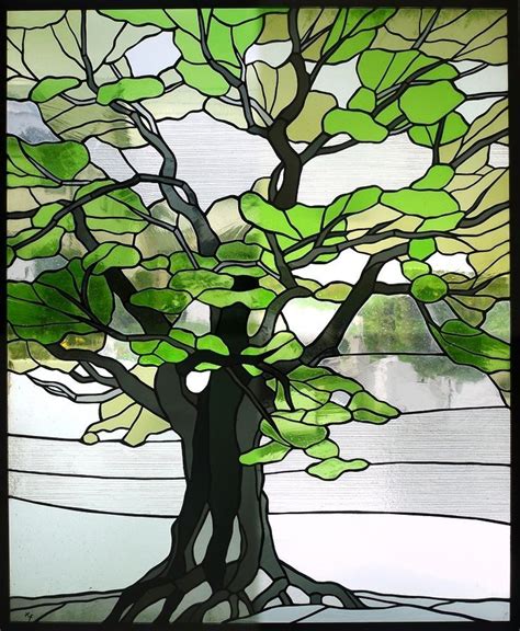 Stained Glass Tree Patterns Desain Kaca Patri Jendela Kaca Patri