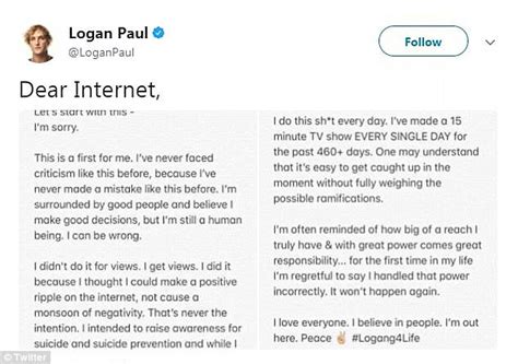 Youtube Releases Lengthy Apology For Logan Paul Video Daily Mail Online