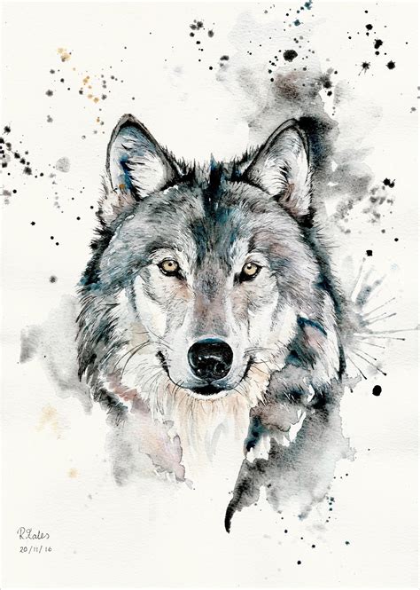 A5 A4 A3 Watercolour Painting And Pen Wolf Original Art Etsy Wolf