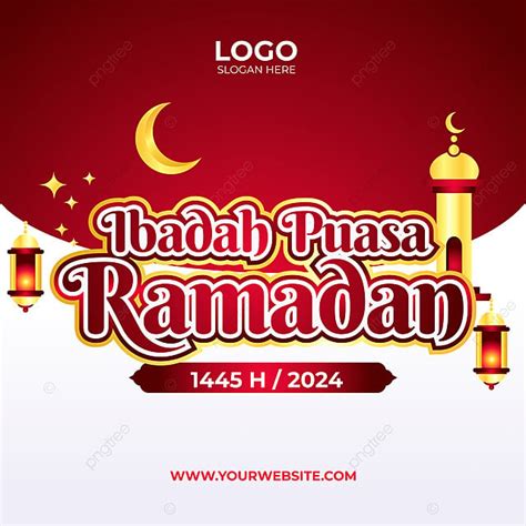Poster Merah Putih Selamat Puasa Ramadhan 1445 Hijriyah 2024 Vektor