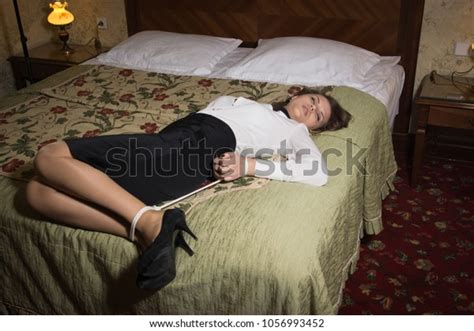 Zdjęcie stockowe Crime Scene Hostage Woman Tied Hands Shutterstock
